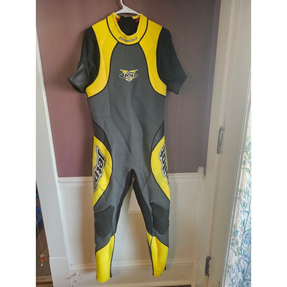 Vintage Jetpilot Mens Rev Full Body Wetsuit Yellow Grey Black XL
